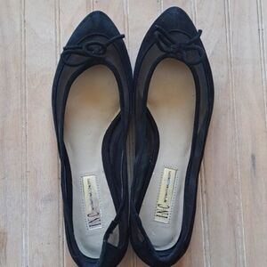 INC International Concept Corsica Suede Leather Mesh Bow Detail Pointy Toe Flat